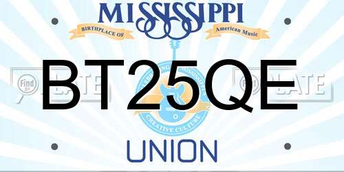 BT25QE Mississippi License Plate