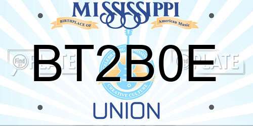 BT2B0E Mississippi License Plate