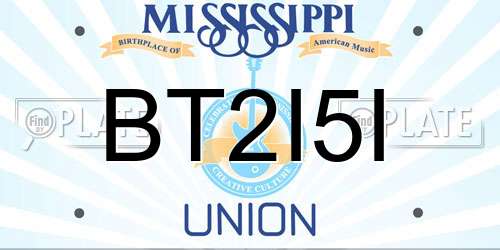 BT2I5I Mississippi License Plate