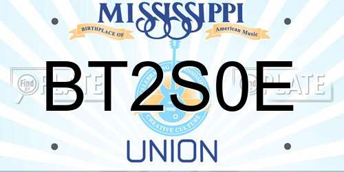 BT2S0E Mississippi License Plate