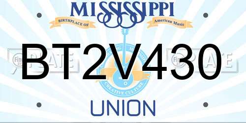 BT2V430 Mississippi License Plate