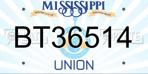 BT36514 Mississippi License Plate