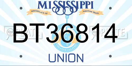 BT36814 Mississippi License Plate