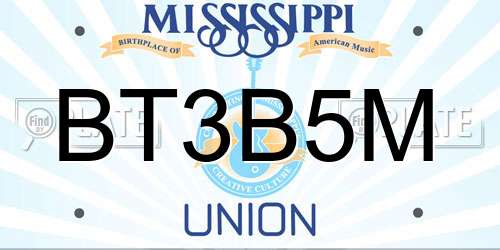 BT3B5M Mississippi License Plate