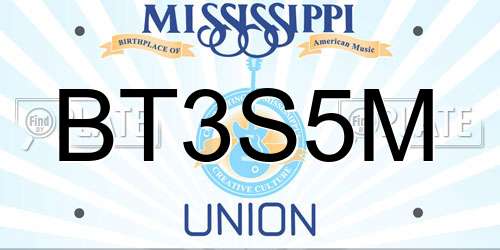 BT3S5M Mississippi License Plate