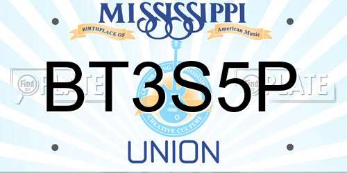 BT3S5P Mississippi License Plate
