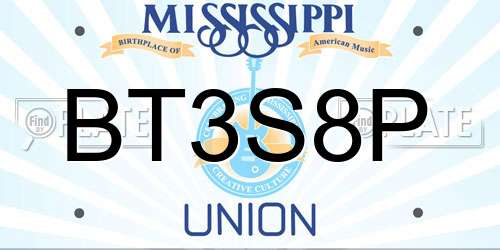 BT3S8P Mississippi License Plate