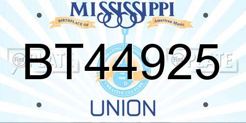 BT44925 Mississippi License Plate