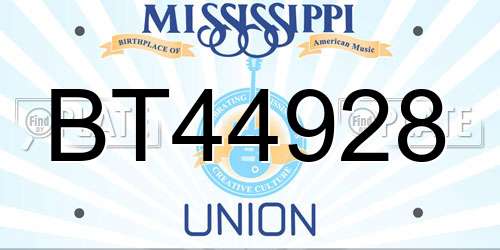 BT44928 Mississippi License Plate