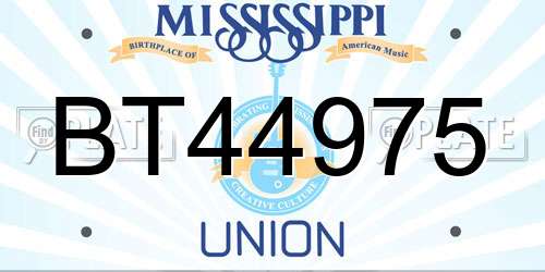 BT44975 Mississippi License Plate