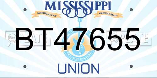 BT47655 Mississippi License Plate
