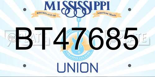BT47685 Mississippi License Plate