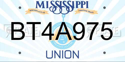 BT4A975 Mississippi License Plate