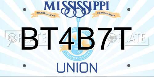 BT4B7T Mississippi License Plate