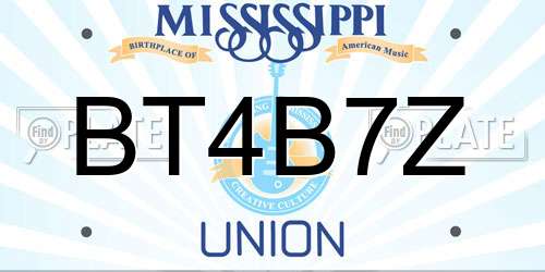 BT4B7Z Mississippi License Plate