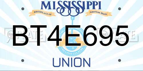 BT4E695 Mississippi License Plate
