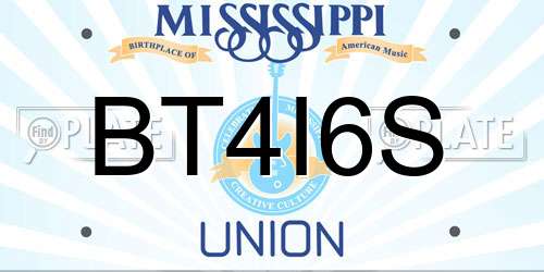 BT4I6S Mississippi License Plate