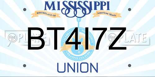 BT4I7Z Mississippi License Plate