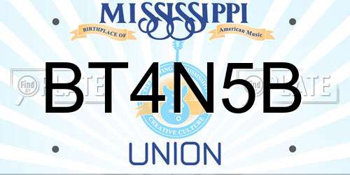 BT4N5B Mississippi License Plate