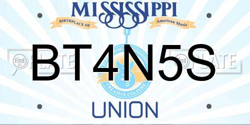 BT4N5S Mississippi License Plate