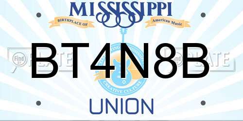 BT4N8B Mississippi License Plate