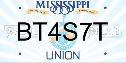 BT4S7T Mississippi License Plate