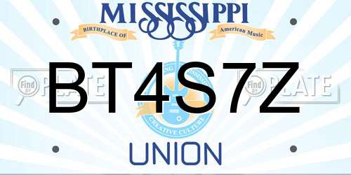 BT4S7Z Mississippi License Plate