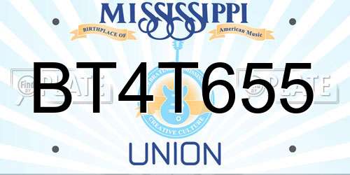 BT4T655 Mississippi License Plate