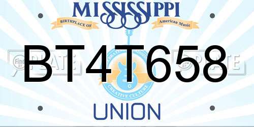 BT4T658 Mississippi License Plate
