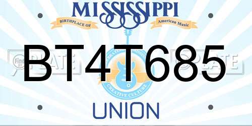 BT4T685 Mississippi License Plate