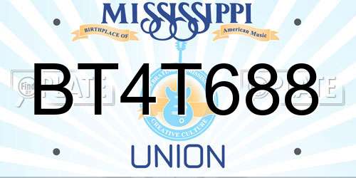 BT4T688 Mississippi License Plate