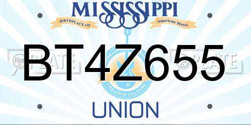 BT4Z655 Mississippi License Plate