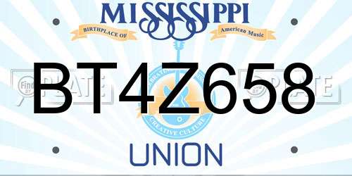 BT4Z658 Mississippi License Plate