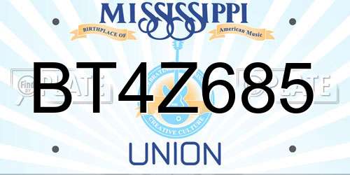 BT4Z685 Mississippi License Plate