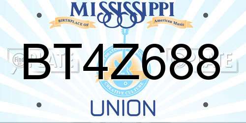 BT4Z688 Mississippi License Plate