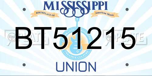 BT51215 Mississippi License Plate