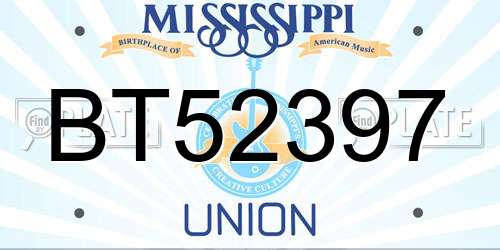 BT52397 Mississippi License Plate