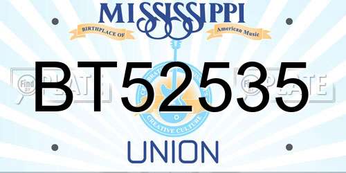 BT52535 Mississippi License Plate