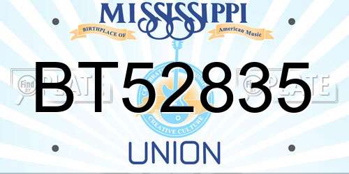 BT52835 Mississippi License Plate
