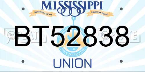 BT52838 Mississippi License Plate