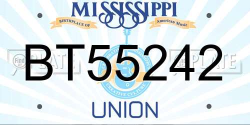 BT55242 Mississippi License Plate