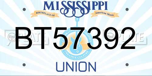 BT57392 Mississippi License Plate