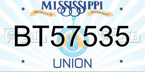 BT57535 Mississippi License Plate