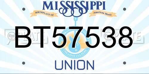 BT57538 Mississippi License Plate