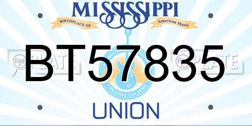 BT57835 Mississippi License Plate