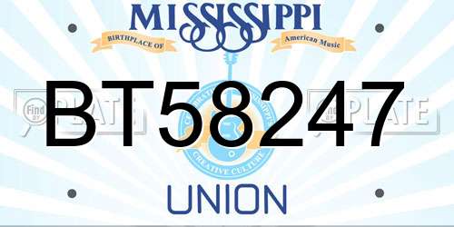 BT58247 Mississippi License Plate