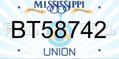 BT58742 Mississippi License Plate