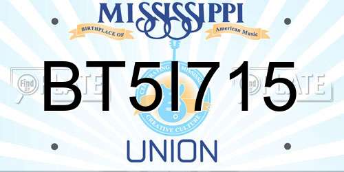 BT5I715 Mississippi License Plate