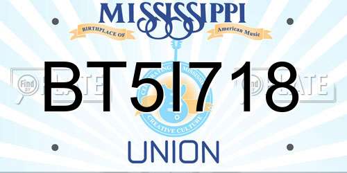 BT5I718 Mississippi License Plate