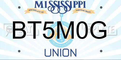BT5M0G Mississippi License Plate